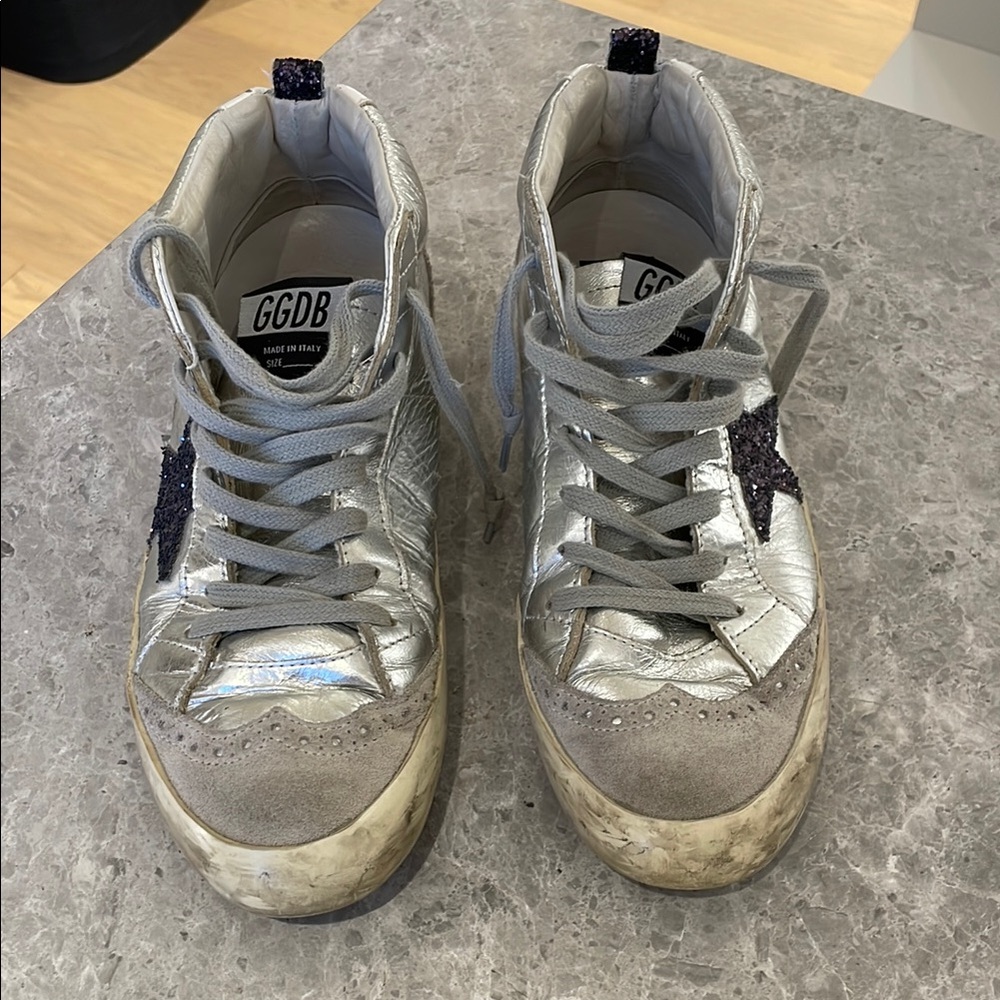 Golden Goose Silver High-Top Sneakers